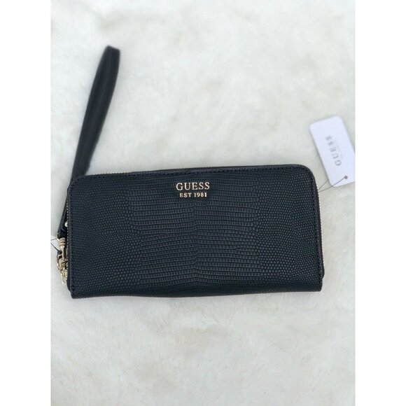 Guess Lyndi Zip Around Black Women Wallet Wristlet - Picture 1 of 3